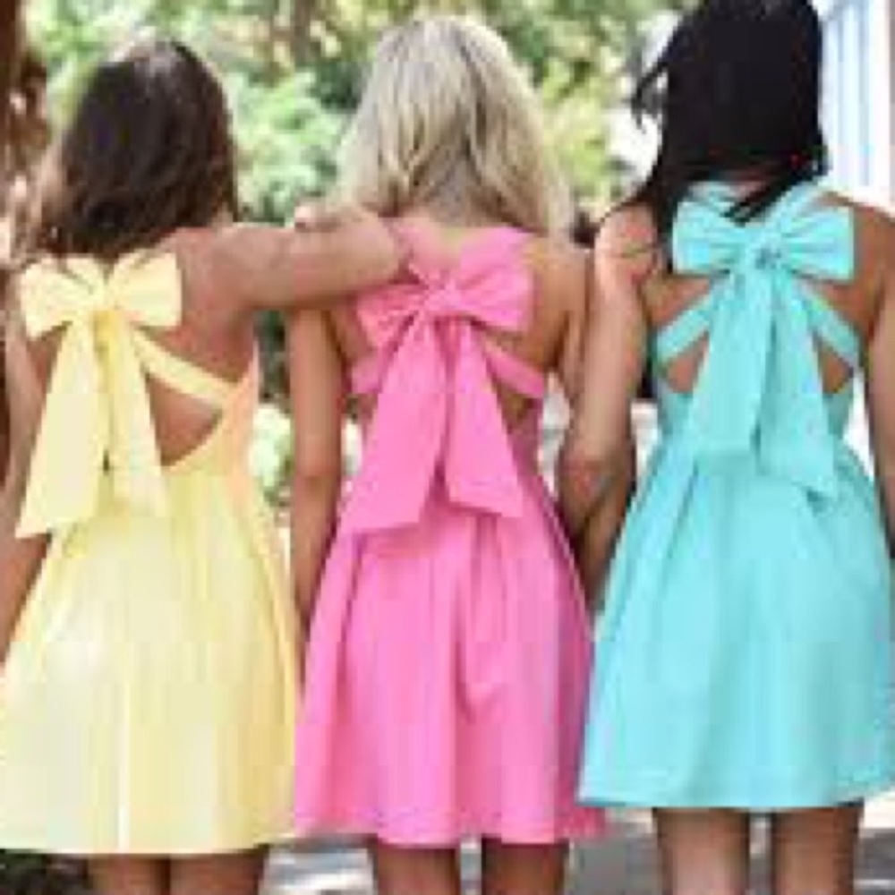 Lauren James seersucker bow back dress